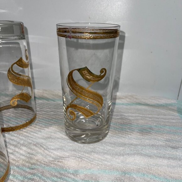 Culver 1960s Mid Century Highball Glasses Monogrammed S Set of 6 - Picture 8 of 9